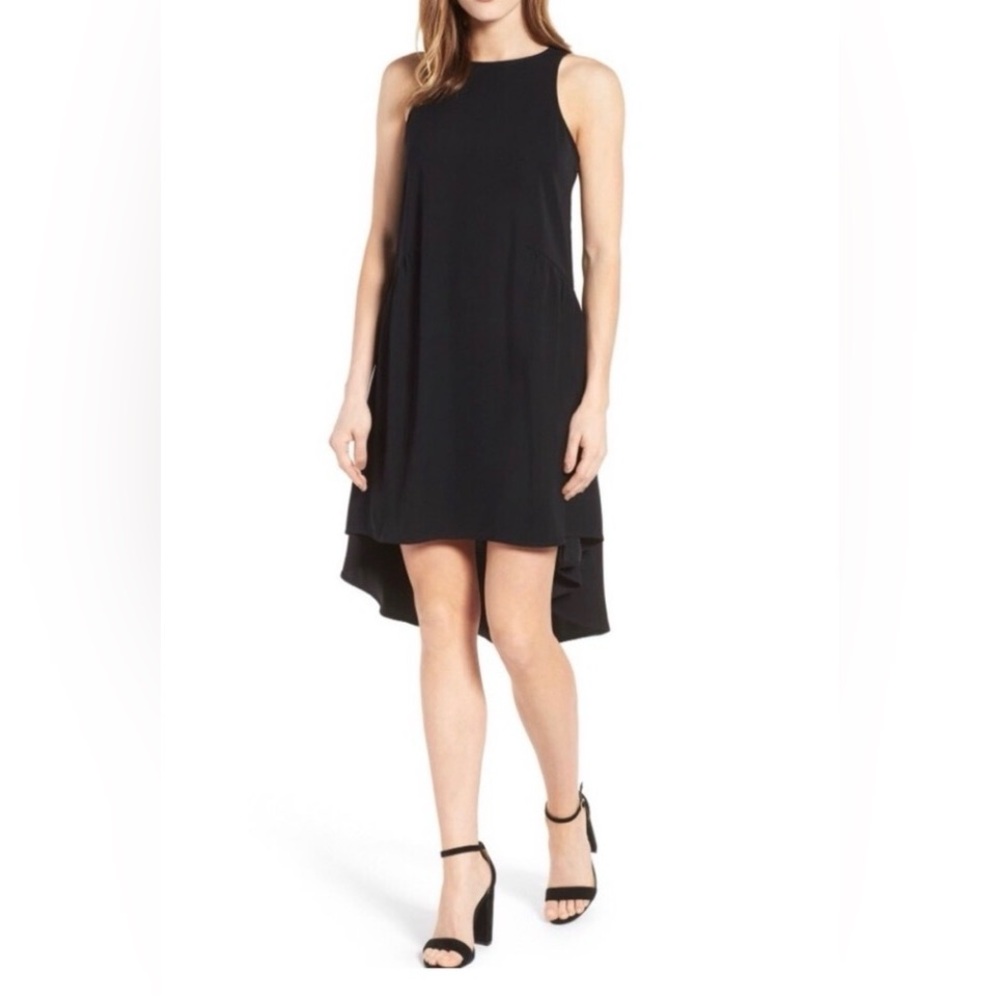 Pleione Sleeveless Hi-Lo Shift Dress in Navy Blue, Size Small